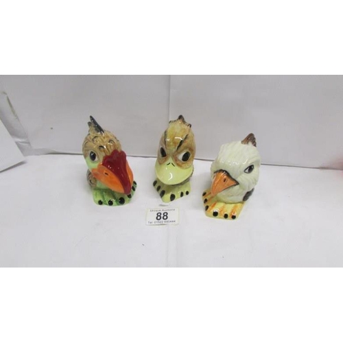 88 - A Lorna Bailey collection of 3 miniature birds