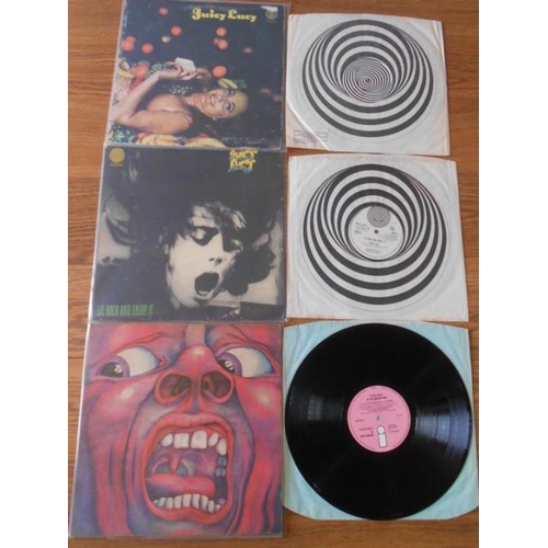 435 - 3 very rare progressive rock LP records, King Crimson 'In the court of the crimson King' vinyl ex sl... 