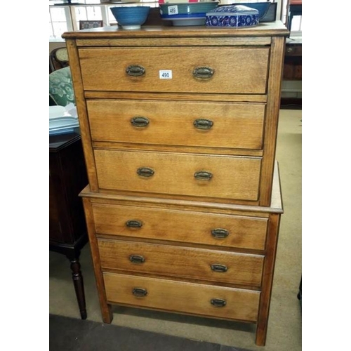 490 - 3 over 3 oak chest of drawers