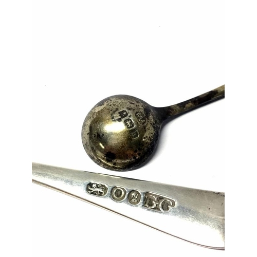 55 - A Georgian silver teaspoon with London hall mark a/f and a Birmingham silver salt spoon