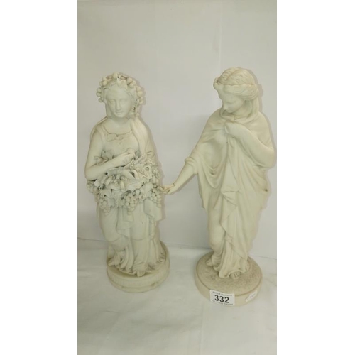 332 - 2 early Parian ware figures, a/f