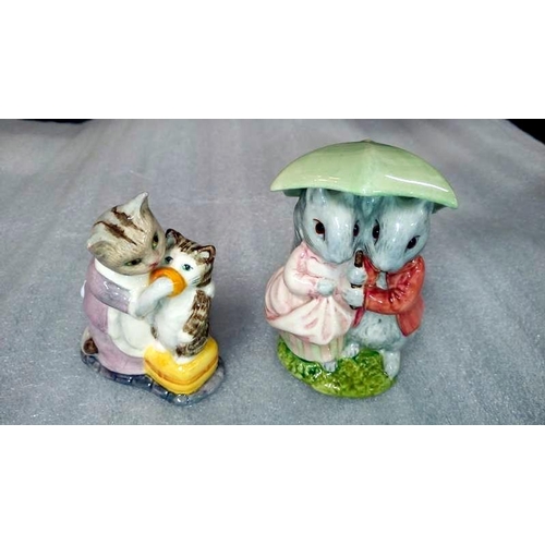 220 - 7 Beswick 1970/80's Beatrix Potter figures including Mr Jackson, Tabitha Twitchit and Miss Moppet, M... 