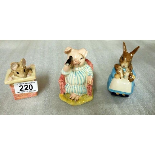 220 - 7 Beswick 1970/80's Beatrix Potter figures including Mr Jackson, Tabitha Twitchit and Miss Moppet, M... 