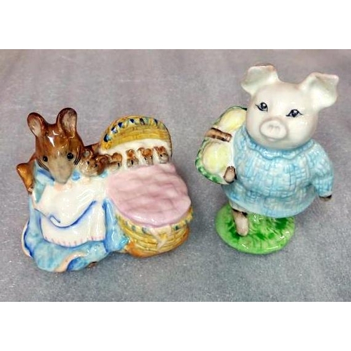 222 - 6 Beswick 1940/50/60's Beatrix Potter figures including Hunca Munca, Little Pig Robinson, Tailor of ... 