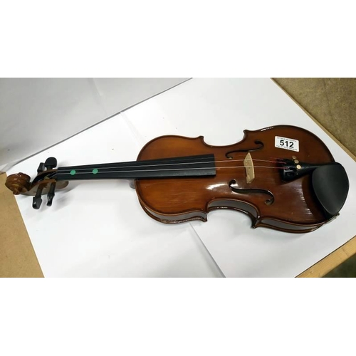 512 - A violin & bow with case, label reads 'The Stentor Student II'