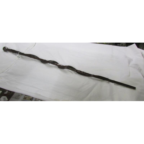 418 - A carved walking stick with entwines snake A/F