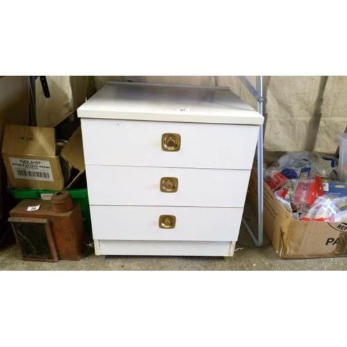 27 - A 3 drawer white bedside chest