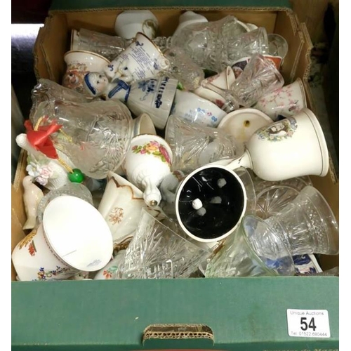 54 - A box of glass & porcelain bells