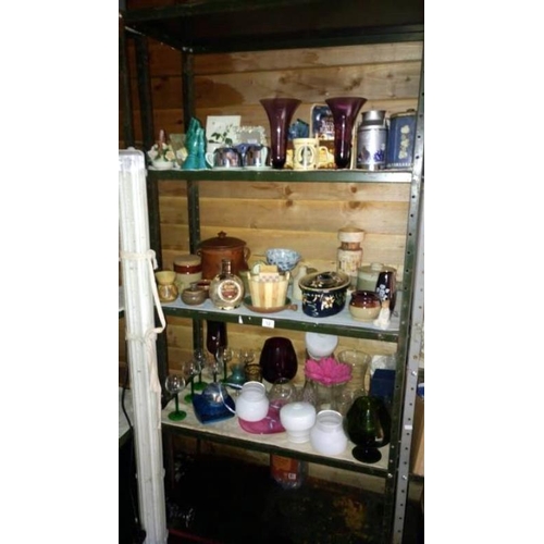 12 - A quantity of miscellaneous including vases & light shades etc.