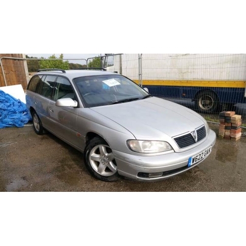 40R - A silver 2000 Vauhall Omega estate car, 2198 CC, petrol, mileage 138,488, No MOT has been SORN