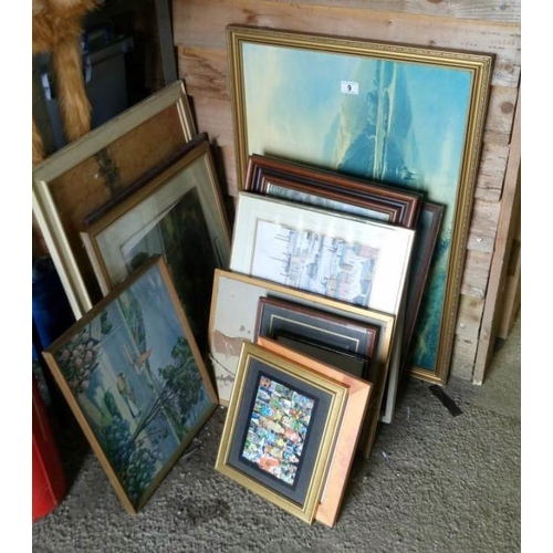 9 - A quantity of framed & glazed pictures