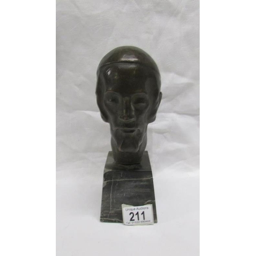 211 - A super bronze bust on marble base signed Zimmerman, 23cm high including base