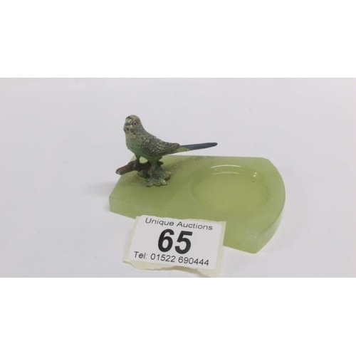 65 - A cold cast budgie on onyx base