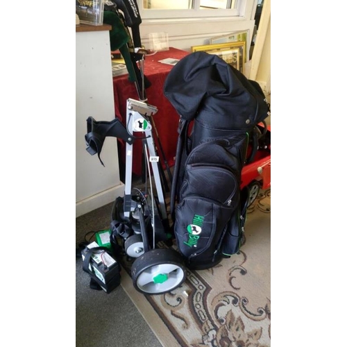 815 - A Hillbilly golf bag and electric trolley with charger and battery