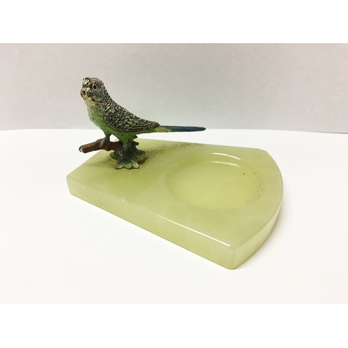 65 - A cold cast budgie on onyx base