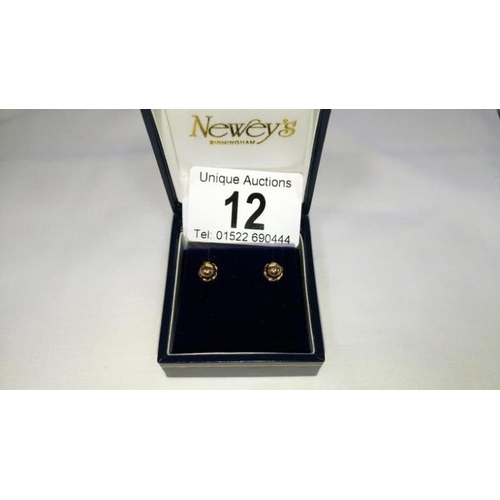 12 - A pair of 9ct gold studs