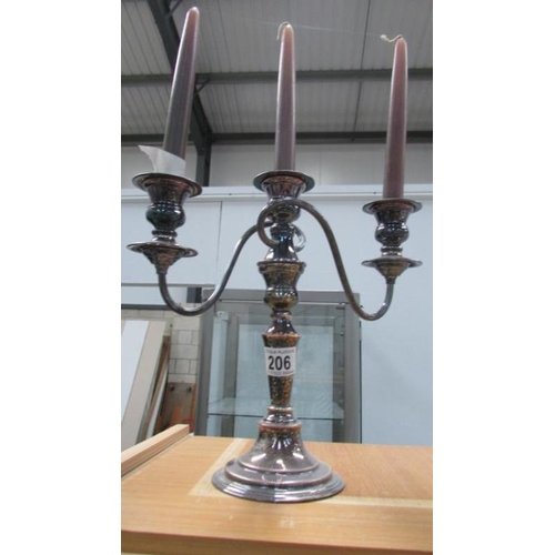 206 - A silver plate candelabra