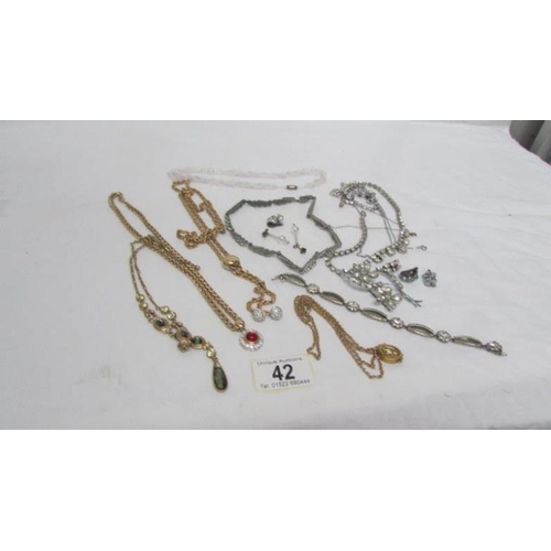 42 - A mixed lot of jewellery including diamonte'