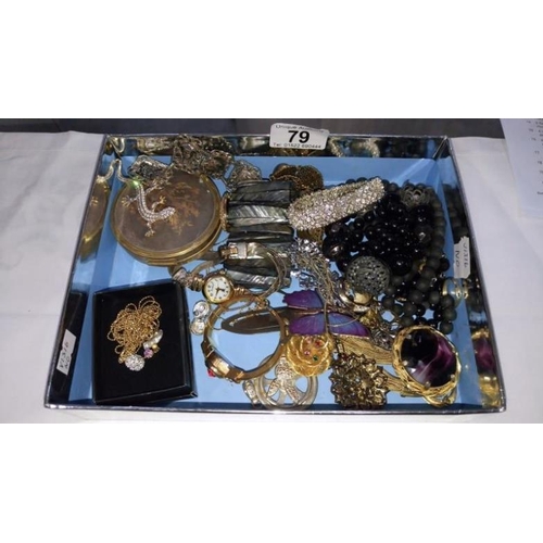 79 - A box of mixed costume jewellery including some 1960's