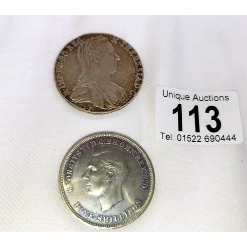 113 - A silver Therese and a 1951 crown