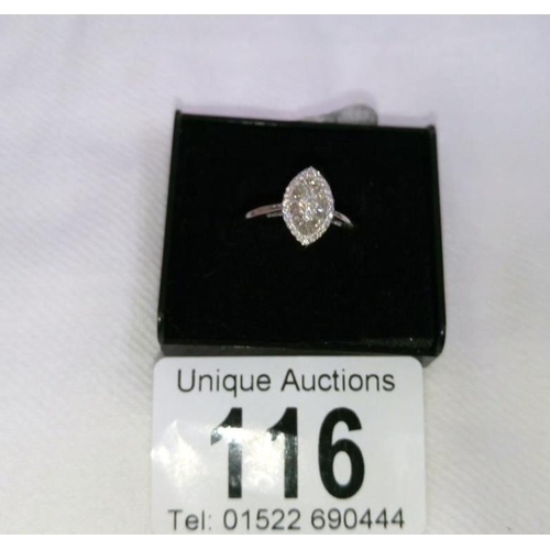 116 - An 18ct white gold quarter carat baguette ring