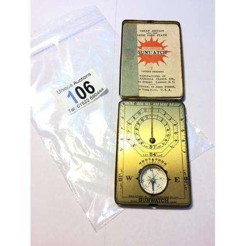 106 - 'The Ansonia Sun Watch' pocket sundial complete with instructions