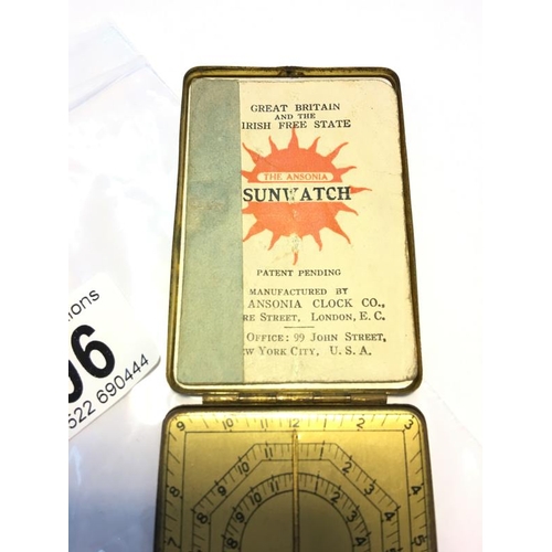 106 - 'The Ansonia Sun Watch' pocket sundial complete with instructions