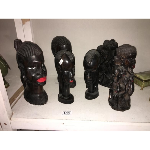 106 - 2 pairs of African busts & 2 figures