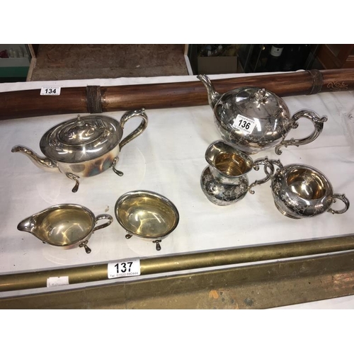 136 - 2 silver plated 3 piece tea sets