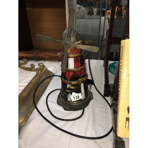 138 - A Tiffany style lamp as a lighthouse