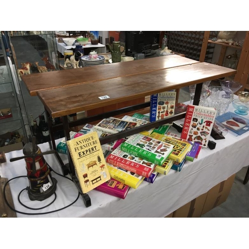 139 - 2 teak topped metal framed side tables