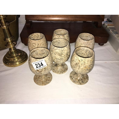 234 - 6 carved stone goblets