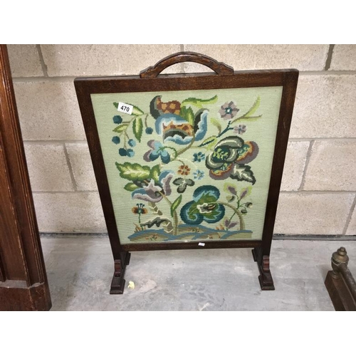 470 - Oak framed tapestry fire screen