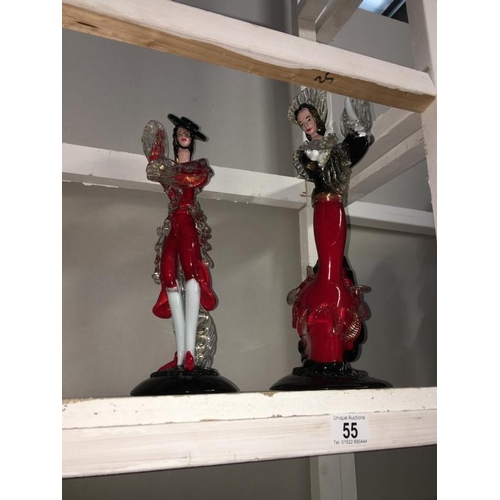 55 - A pair of Murano glass dancers