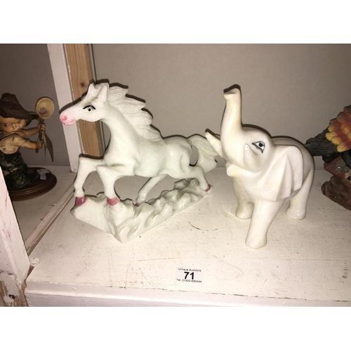 71 - A marble elephant & a marble horse