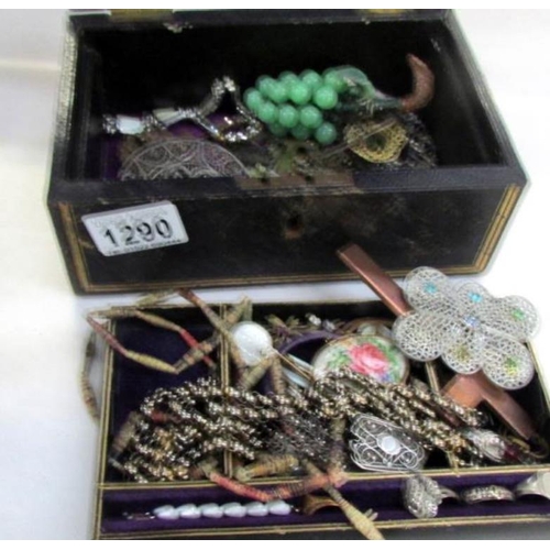 1290 - A mixed lot of costume jewellery, silver rings etc