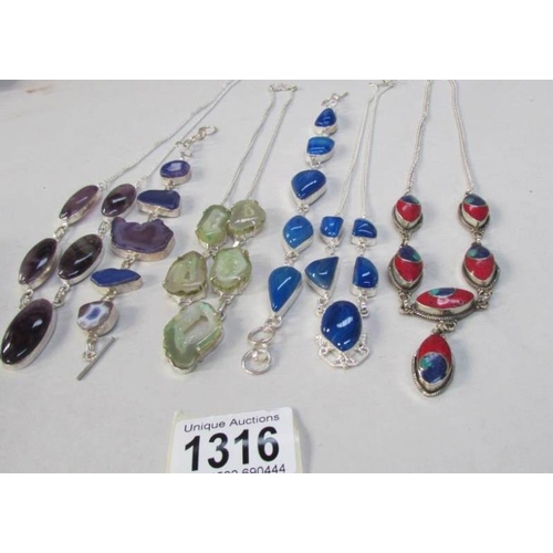 1316 - 5 items of silver jewellery including necklace, bracelet, pendants etc