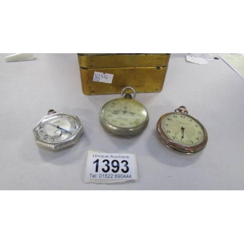 1393 - 3 assorted vintage pocket watches