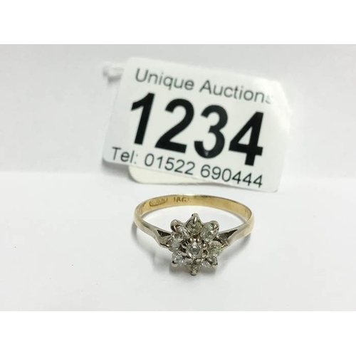 1234 - An 18ct gold floral 55pr diamond ring, size Y