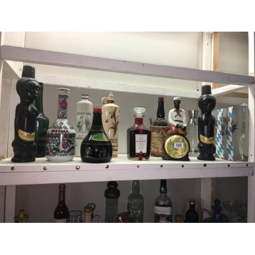 105 - A quantity of decorative alcohol bottles some with part contents