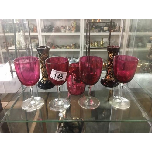 145 - A quantity of glassware including cranberry