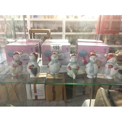 155 - 6 boxed Nao Flakys World snowmen