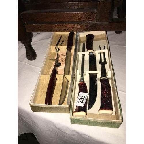 233 - 2 boxed carving sets