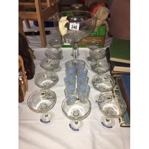 248 - A quantity of Babycham glasses etc