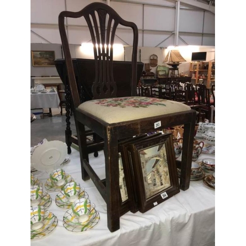 263 - A mahogany chair with woolwork pattern seat