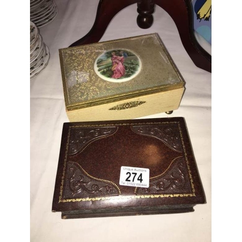 274 - A musical jewellery box and 1 other