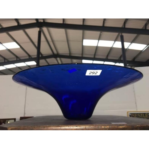 292 - A large blue art glass bowl