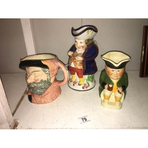 79 - A Doulton Falstaff character jug and 2 Toby jugs