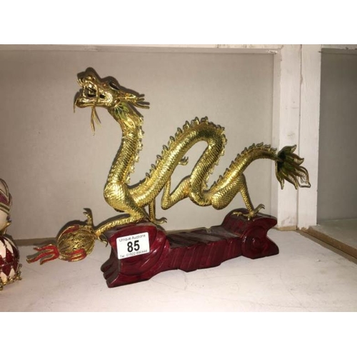 85 - A gilded metal Chinese dragon