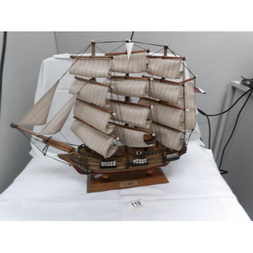 119 - A wood and canvas model of HMS Bounty